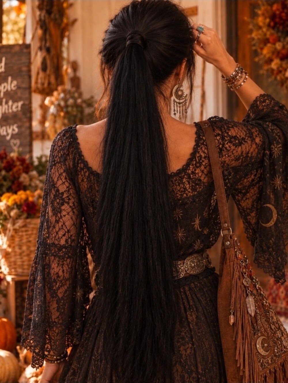 24” Black Hair Extension Hairpiece | Boho Y2K 90s Glam